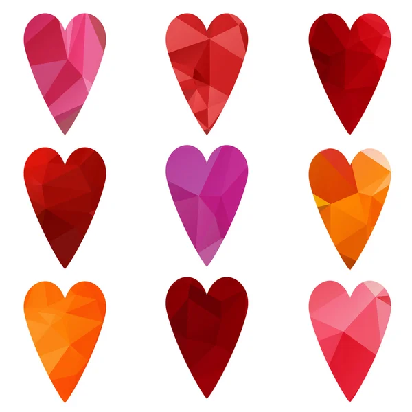 Polygonal hearts set — Stock Vector