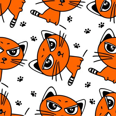 Kırmızı kedi seamless modeli