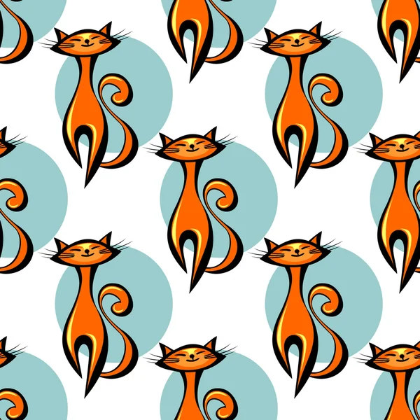 red cats seamless pattern