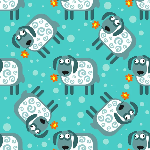 Sheep fun seamless pattern — Stock Vector