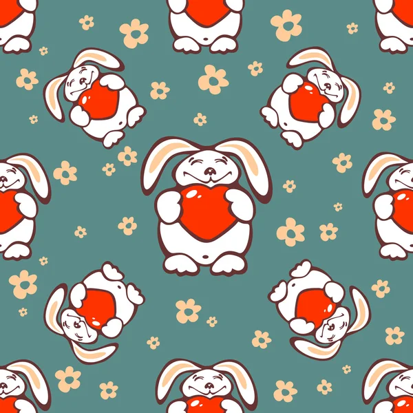 Rabbits seamless pattern — Stock Vector