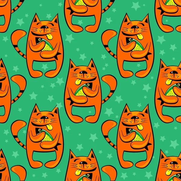 Glückliche Katzen nahtloses Muster — Stockvektor