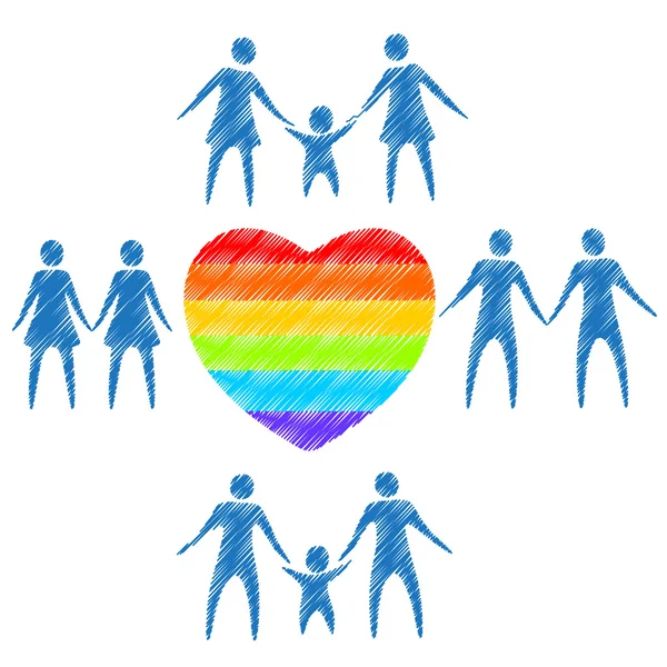 Familia gay símbolos — Vector de stock