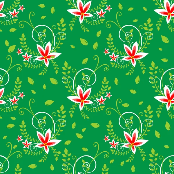 Gröna blommor seamless mönster — Stock vektor