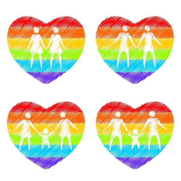 семейные радужные сердца
