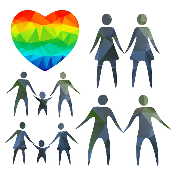 Gay couples et coeur — Image vectorielle
