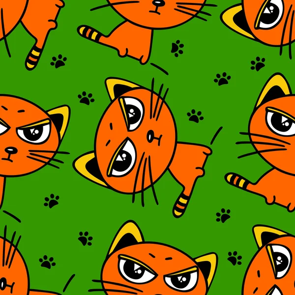 Red cat seamless pattern — Stock Vector