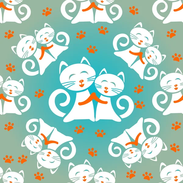 White cats seamless pattern — Stock Vector