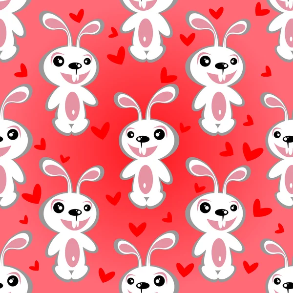 White rabbits seamless pattern — Stock Vector