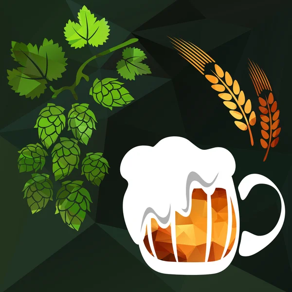 Bière avec houblon — Image vectorielle