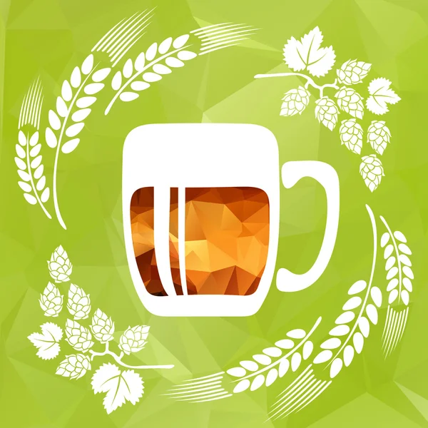 小麦の耳とビールのマグカップ — ストックベクタ
