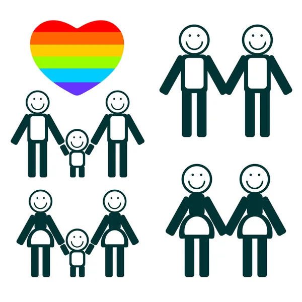 Gay famiglia simboli set — Vettoriale Stock