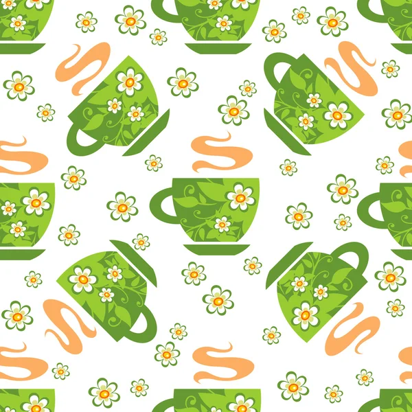 Tea seamless pattern — Stock Vector