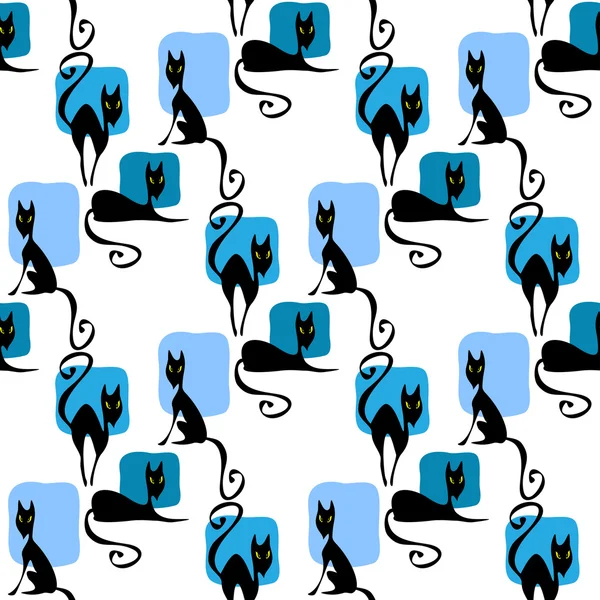 Black cats seamless pattern — Stock Vector