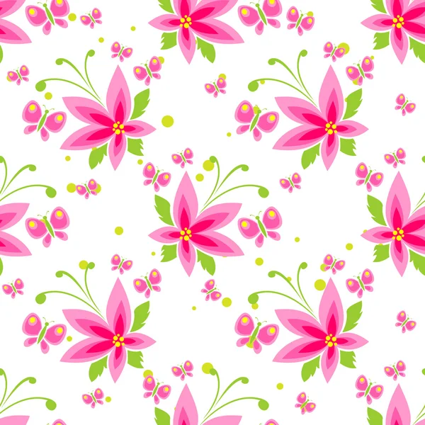 Rózsaszín virág zökkenőmentes minta — Stock Vector