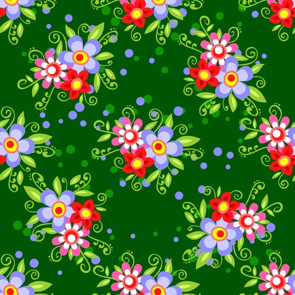 Green floral seamless pattern — Stock Vector