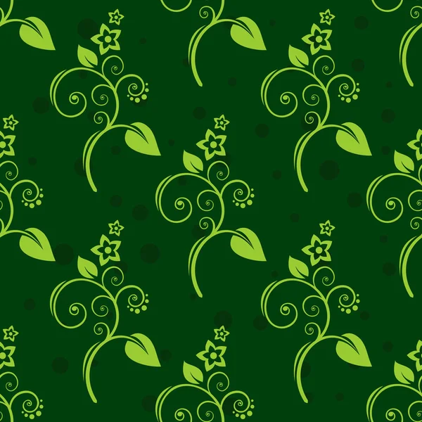 Green flowers seamless pattern — Stock Vector