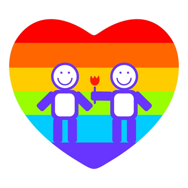 Niños y el corazón del arco iris — Vector de stock