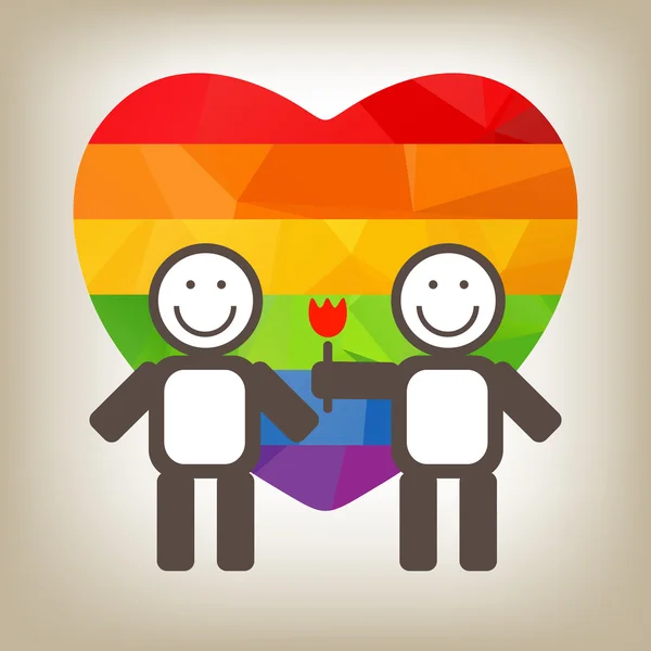 Gay couple et fleur — Image vectorielle