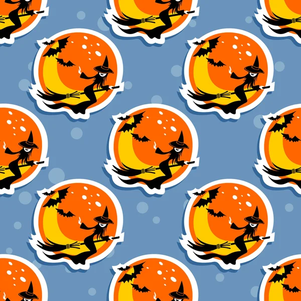 Witch and moon seamless pattern — Stock Vector