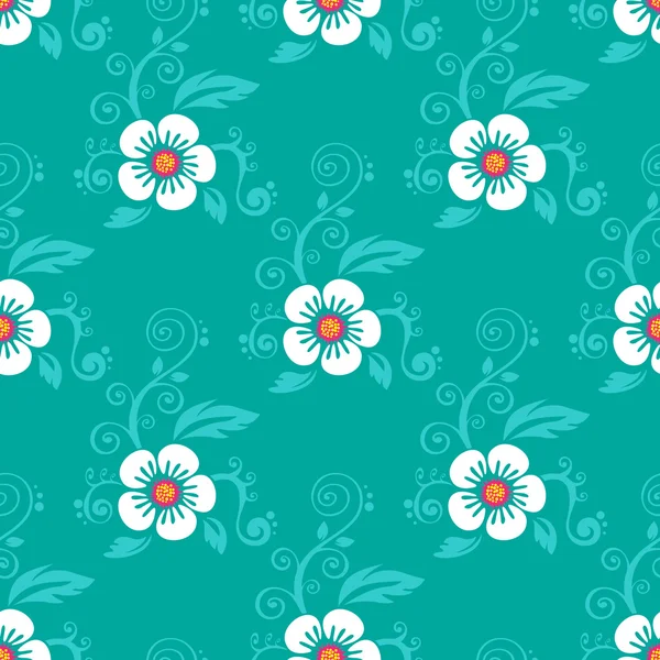 Bleu motif floral sans couture — Image vectorielle