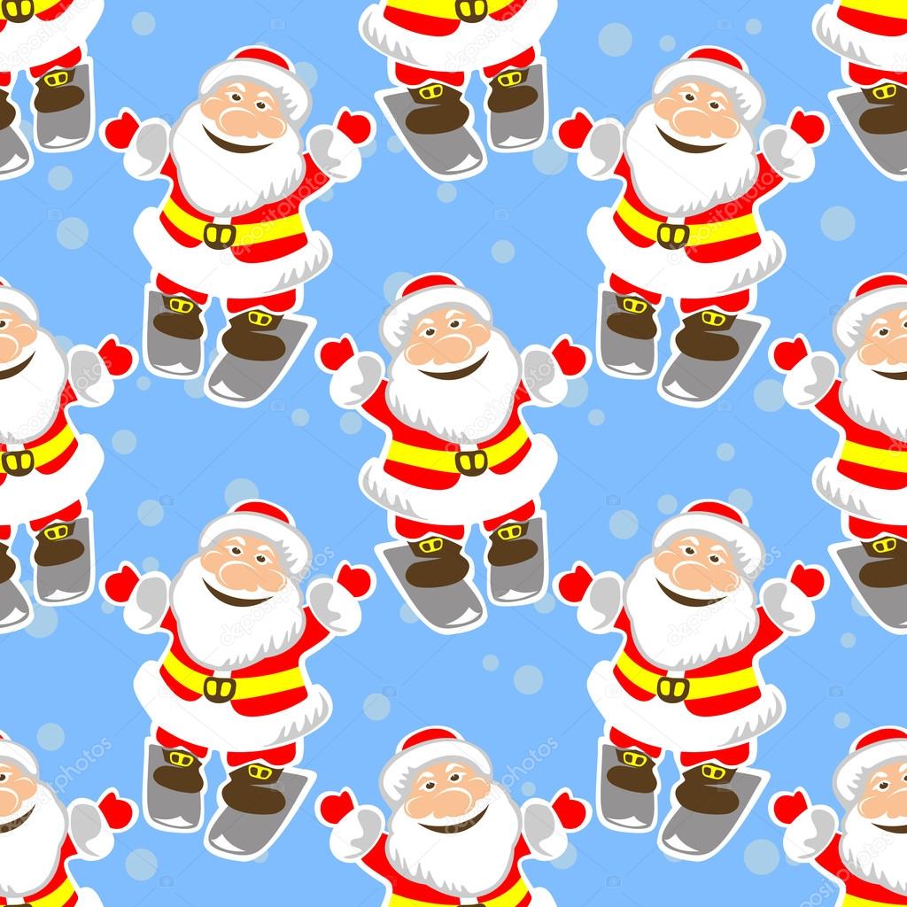 Cartoon Santas on a blue background Seamless pattern — Vector by tokhiti