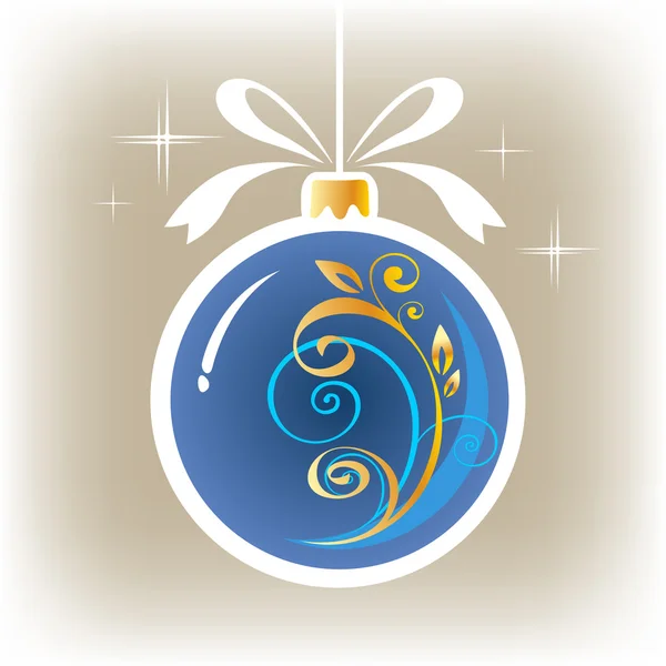 Bola de Navidad adornada azul — Vector de stock