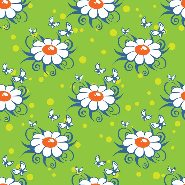 Floral green seamless pattern — Stock Vector