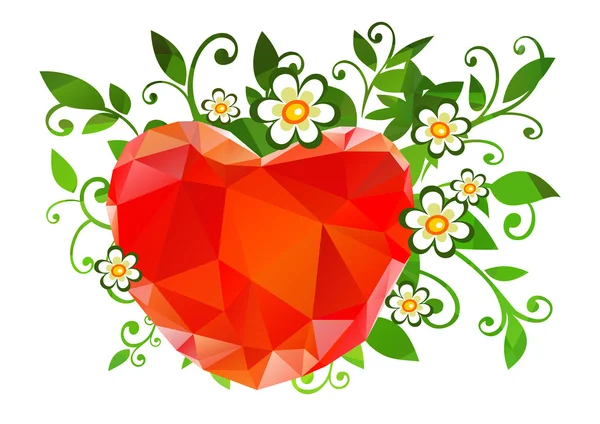 Heart and flowers background — Stock Vector