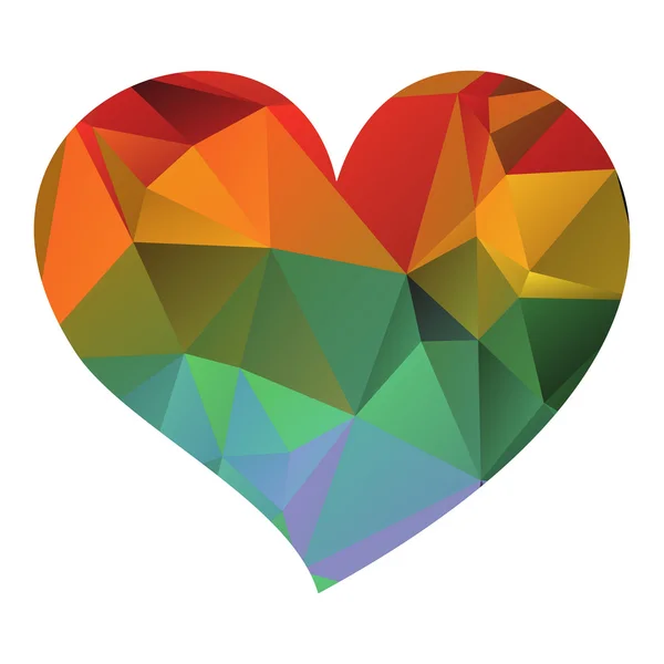 Cuore poligonale arcobaleno — Vettoriale Stock