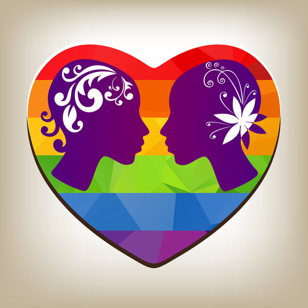 две девочки силуэт и сердце
