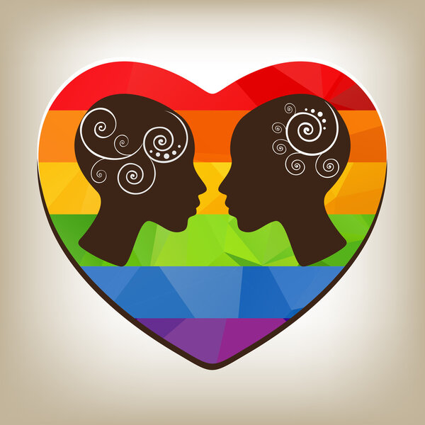 две девушки силуэты и сердце
