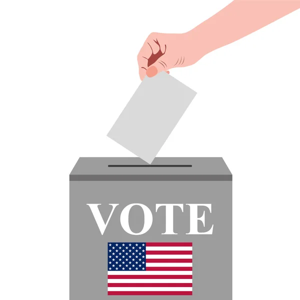 US Elections Hand casts ballot in the ballot box — Stock Vector