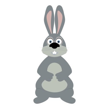 beyaz arkaplanda çizgi film tavşanı