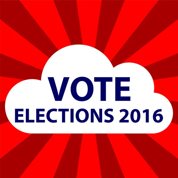 赤の背景に考えの雲で 2016年選挙 — ストックベクタ