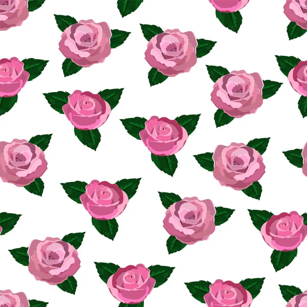 シームレスな壁紙ピンクのバラ — ストックベクタ