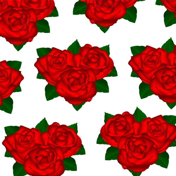 Fondo de pantalla rosas rojas sobre un fondo blanco con hojas — Vector de stock