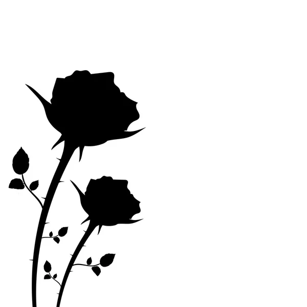 在白色背景上的两朵玫瑰花的剪影 — 图库矢量图片