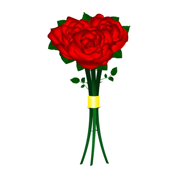 Csokor vörös rózsa fehér alapon — Stock Vector