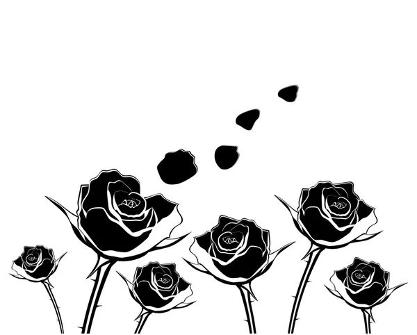 Silhuetter av blommor rosor — Stock vektor