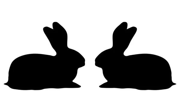 Two bunny silhouette on a white background — Stock Vector