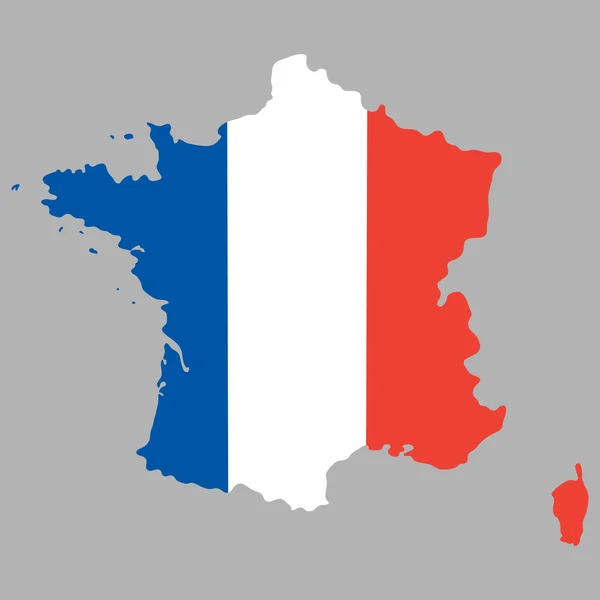 Landkarte von Frankreich mit offizieller Nationalflagge — Stockvektor