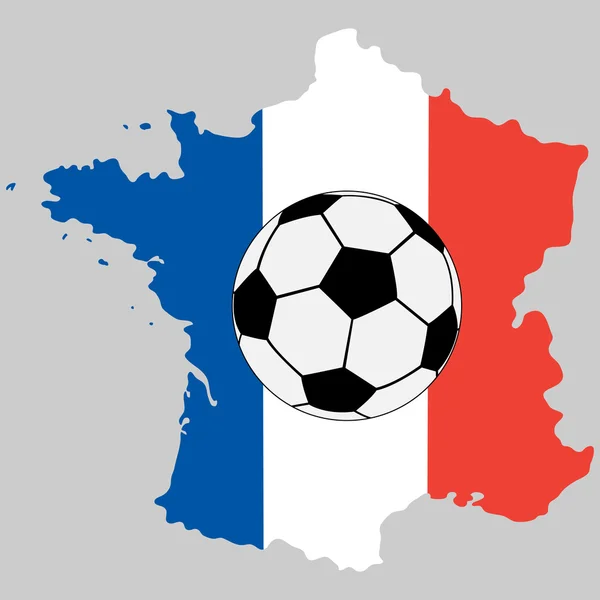 Mapa de Francia con bandera y pelota de fútbol — Vector de stock