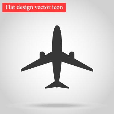 Gölge ile düz tasarım vektör uçak simgesi