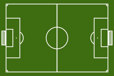 Şablon gerçekçi futbol sahası çizgileri ve gates. Ben vektör