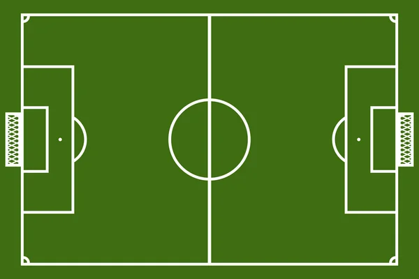 Plantilla realista campo de fútbol con líneas y puertas. vector i — Vector de stock