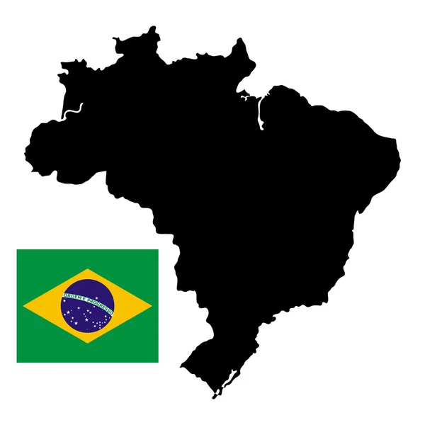 Mapa do Brasil com bandeira nacional oficial — Vetor de Stock