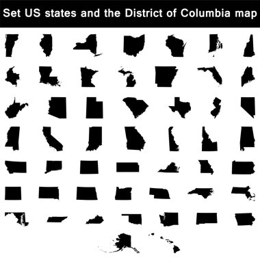 set of US states maps vector clipart