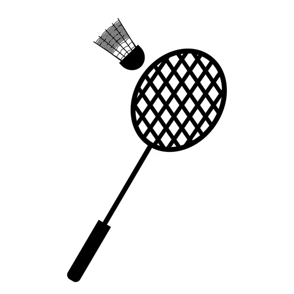 Hrát badminton rakety a míčku siluety — Stockový vektor