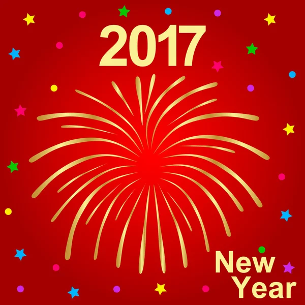 Frohes neues Jahr 2017 Text und Feuerwerk — Stockvektor